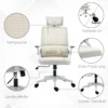 Bureaustoel, In Hoogte Verstelbaar, Met 1 Hoofdsteun, 60 X 61 X 121,5 Cm Beige