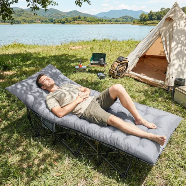 Camping Isomat Opvouwbaar 8cm Dik Kampeermatras Met Antislip Hoes En Riemen Voor Kamperen 200 X 80 Cm Lichtgrijs