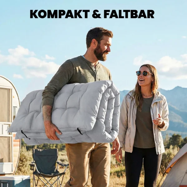 Camping Isomat Opvouwbaar 8cm Dik Kampeermatras Met Antislip Hoes En Riemen Voor Kamperen 200 X 80 Cm Lichtgrijs