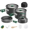 Camping Kookgerei Set 5 delige Outdoor Servies Set Met Anti Verbrandingshandvatten Pot Pan Voor 4 5 Personen Grijs