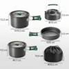 Camping Kookgerei Set 5 delige Outdoor Servies Set Met Anti Verbrandingshandvatten Pot Pan Voor 4 5 Personen Grijs