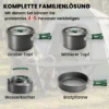 Camping Kookgerei Set 5 delige Outdoor Servies Set Met Anti Verbrandingshandvatten Pot Pan Voor 4 5 Personen Grijs