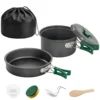 Camping Kookgerei Set 8 delige Outdoor Servies Set Met Anti Verbrandingshandvatten Snel Verhittende Pot Pan Grijs