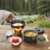 Camping Kookgerei Set 8 delige Outdoor Servies Set Met Anti Verbrandingshandvatten Snel Verhittende Pot Pan Grijs