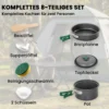 Camping Kookgerei Set 8 delige Outdoor Servies Set Met Anti Verbrandingshandvatten Snel Verhittende Pot Pan Grijs