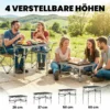 Campingtafel Klaptafel Met Netvak, 4 Hoogteverstellingen, Draaggreep Aluminium 60 X 40 X 26 60 Cm Zwart
