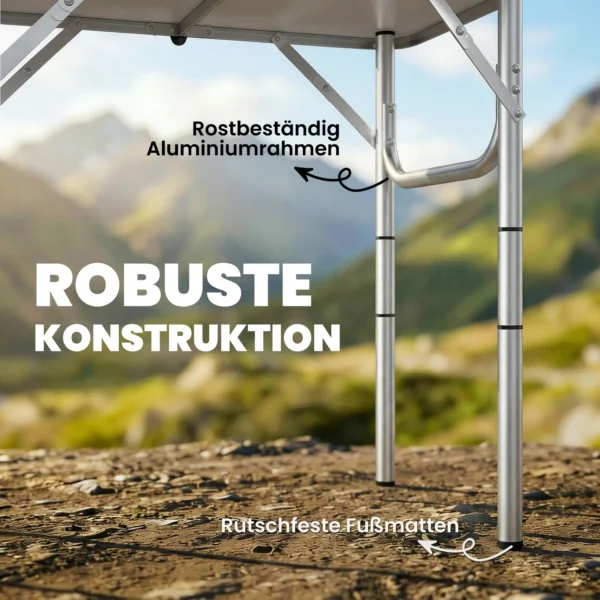 Campingtafel Klaptafel Met Netvak, 4 Hoogteverstellingen, Draaggreep Aluminium 60 X 40 X 26 60 Cm Zwart