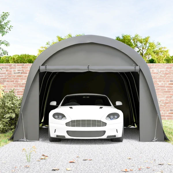 Carport Tentgarage 3x6m Winterbestendig Waterdicht Opslagtent Met Afneembare Zijwanden Groot Roldeur, UPF50+