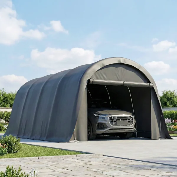 Carport Tentgarage 3x6m Winterbestendig Waterdicht Opslagtent Met Afneembare Zijwanden Groot Roldeur, UPF50+