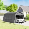 Carport Tentgarage 3x6m Winterbestendig Waterdicht Opslagtent Met Afneembare Zijwanden Groot Roldeur, UPF50+
