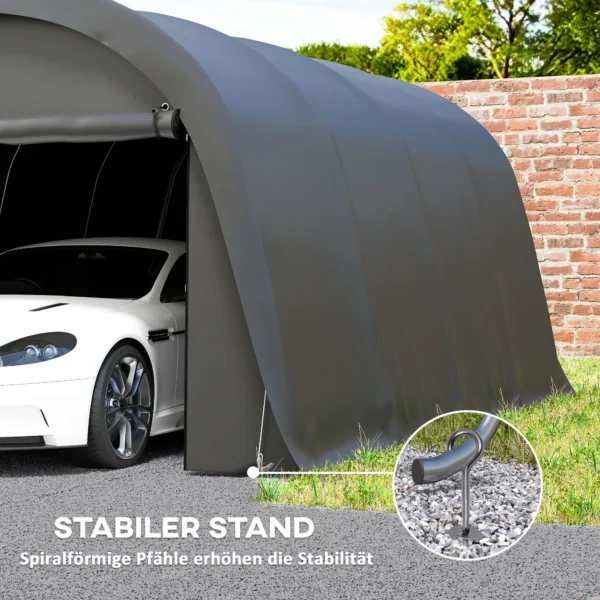 Carport Tentgarage 3x6m Winterbestendig Waterdicht Opslagtent Met Afneembare Zijwanden Groot Roldeur, UPF50+