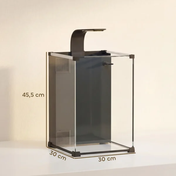 Compleet Aquariumset 36L Nano Aquarium Met LED verlichting Filtersysteem Pomp Circulatie 30 X 30 X 45,5 Cm Zwart