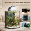 Compleet Aquariumset 36L Nano Aquarium Met LED verlichting Filtersysteem Pomp Circulatie 30 X 30 X 45,5 Cm Zwart