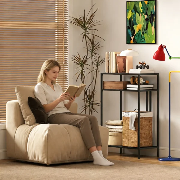 Console Tafel Met 3 laags Planken Smalle Entree Tafel Stalen Frame Voor Woonkamer Hal 55 Cm Zwart