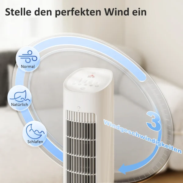 Draagbare 3 in 1 Torenluchtkoeler Met 3 liter Watertank, 3 Snelheden En 3 Modi, Wit