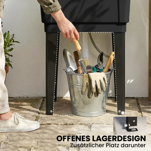 Draagbare Camping Wastafel Met Zeepdispenser, Kraan, Inlaat En Afvoerslangen, Zwart