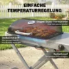 Draagbare Gasgrill 1 Brander 2,5kW Grillwagen Met Opvouwbare Rolwagen Grillrooster Zijtafel Deksel Thermometer