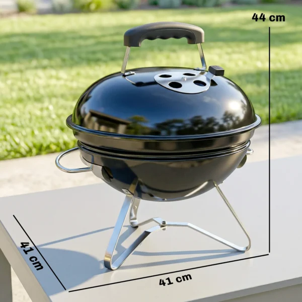 Draagbare Houtskoolgrill Kogelgrill Met Deksel, Handvat, Verstelbare Ventilatieopeningen Voor Barbecue 41x41x44 Cm Zwart