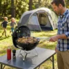Draagbare Houtskoolgrill Kogelgrill Met Deksel, Handvat, Verstelbare Ventilatieopeningen Voor Barbecue 41x41x44 Cm Zwart