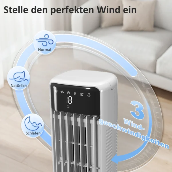 Draagbare Luchtkoeler, 3 in 1 Verdampingsluchtkoeler Met 9 liter Watertank, 48° Oscillatie, 3 Snelheden, 3 Modi, Wit