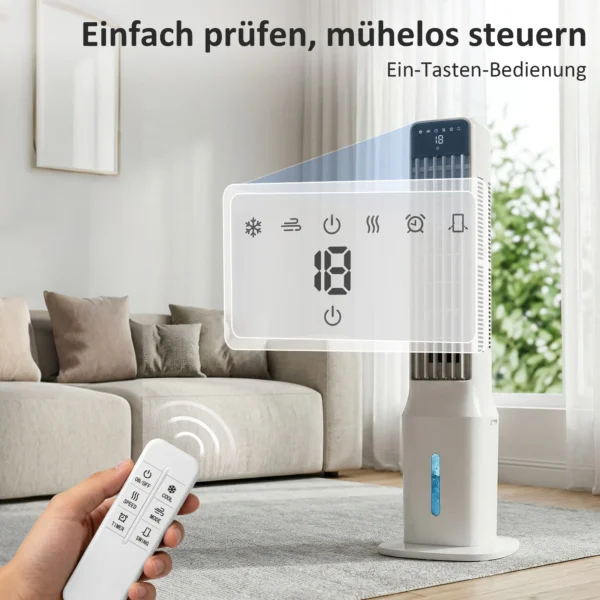 Draagbare Luchtkoeler, 3 in 1 Verdampingsluchtkoeler Met 9 liter Watertank, 48° Oscillatie, 3 Snelheden, 3 Modi, Wit