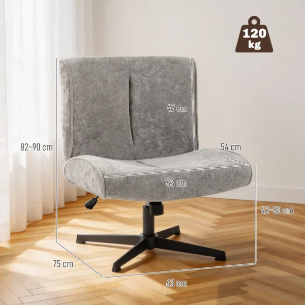 Draaibare Accentstoel, Fluweel Gestoffeerde Lounge Stoel Met Hoogteverstelling Voor Woonkamer, Kantoor, Grijs