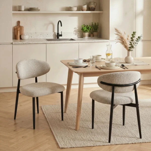 Eetkamerstoelen Gestoffeerd Keukenstoelen Met Stalen Poten Beige