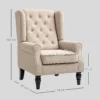 Elegante Oorfauteuil, Dik Gestoffeerd, Afneembare Hoes, 74 X 87 X 102 Cm, Beige