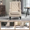 Elegante Oorfauteuil, Dik Gestoffeerd, Afneembare Hoes, 74 X 87 X 102 Cm, Beige