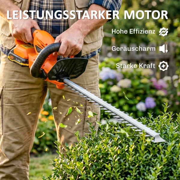 Elektrische Heggenschaar Accu Elektrische Heggensnijder Met 100 W Motorvermogen Draadloos 51cm Snijlengte ABS Oranje