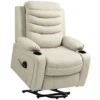 Elektrische Relaxstoel Met Opsta hulp, Massage, Verwarming, USB aansluitingen, PU, Crème