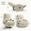 Elektrische Relaxstoel Met Opsta hulp, Massage, Verwarming, USB aansluitingen, PU, Crème