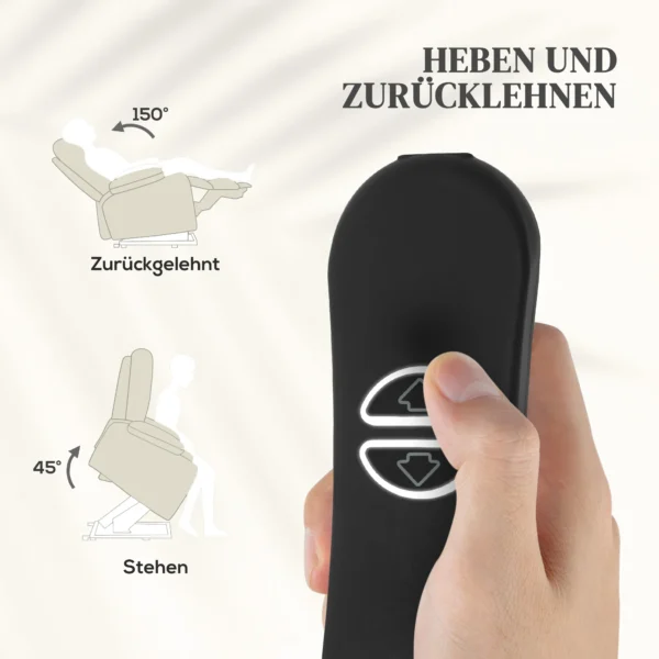 Elektrische Relaxstoel Met Opsta hulp, Massage, Verwarming, USB aansluitingen, PU, Crème