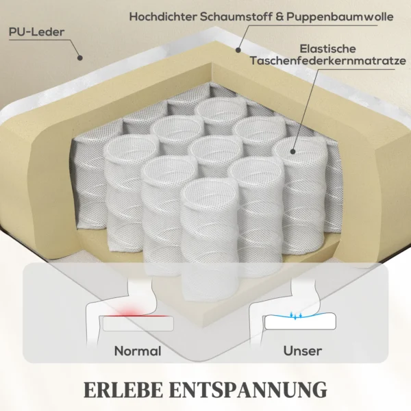 Elektrische Relaxstoel Met Opsta hulp, Massage, Verwarming, USB aansluitingen, PU, Crème