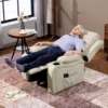 Elektrische Relaxstoel Met Opsta hulp, Massage, Verwarming, USB aansluitingen, PU, Crème