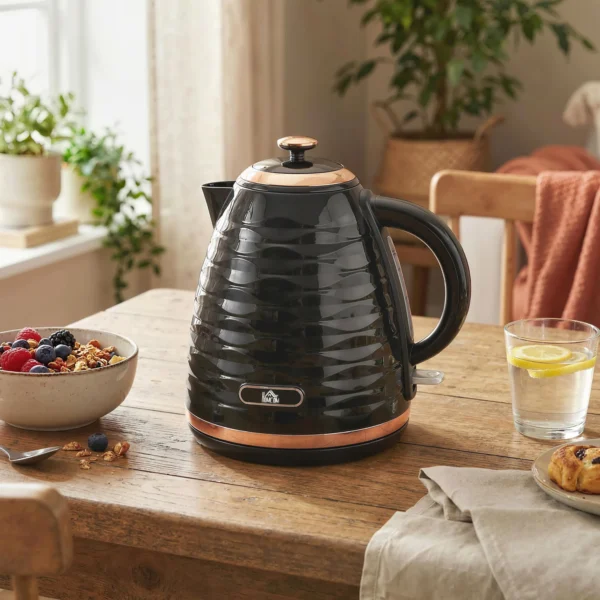 Elektrische Waterkoker, 1,7L, 2,2kW, Snelkookfunctie Met Afneembaar Wasbaar Anti Kalk Filter