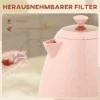 Elektrische Waterkoker, 1,7L, Snelkookfunctie, 2,2kW, Draadloos Met Uitneembaar Anti Kalk Filter, Lichtroze
