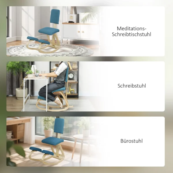 Ergonomische Kniestoel, Kniehocker Gezondheidsstoel Voor Thuis, Kantoor, Meditatie Donkerblauw