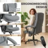 Ergonomische Massage Bureaustoel Met 4 Kneedpunten, Directiestoel Met Hoge Butterfly Rugleuning, Brede Zitting, Grijs