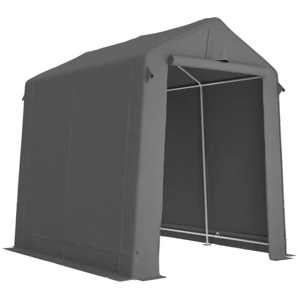 Garage Tent 2,3 X 1,9 M Waterafstotend Gereedschapstent Met Rolbare Ritsdeur Ventilatie Zadeldak Donkergrijs