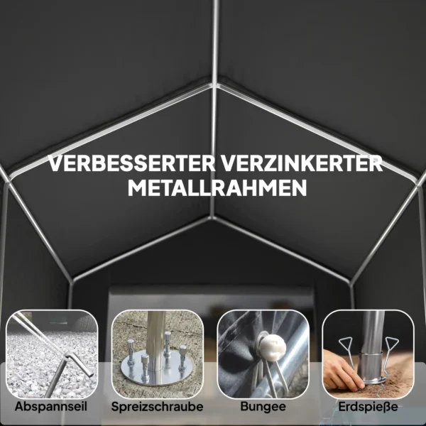 Garage Tent 2,3 X 1,9 M Waterafstotend Gereedschapstent Met Rolbare Ritsdeur Ventilatie Zadeldak Donkergrijs