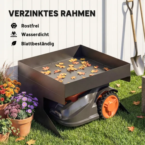 Garage Voor Grasmaaierrobot Met Plantenbak, Robuuste Garage Gemaakt Van Gegalvaniseerd Staal, Zwart