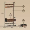 Garderobestandaard Met Kledinghaken, Schoenenbank, Industriële Entree organizer, Stalen Frame, Rustiek Bruin