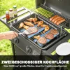 Gasgrill 5 KW 2 Branders BBQ Grillwagen Roestvrij Staal Incl. Zijtafel Ondermand Frontafdekking Thermometer Emaille Grillrooster