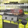 Gasgrill 5 KW 2 Branders BBQ Grillwagen Roestvrij Staal Incl. Zijtafel Ondermand Frontafdekking Thermometer Emaille Grillrooster