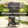 Gasgrill 5 KW 2 Branders BBQ Grillwagen Roestvrij Staal Incl. Zijtafel Ondermand Frontafdekking Thermometer Emaille Grillrooster