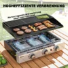 Gasgrill 7,5 KW Draagbare Tafelgrill Met 3 Branders Keramische Lakcoating Grillrooster Warmhoudrooster