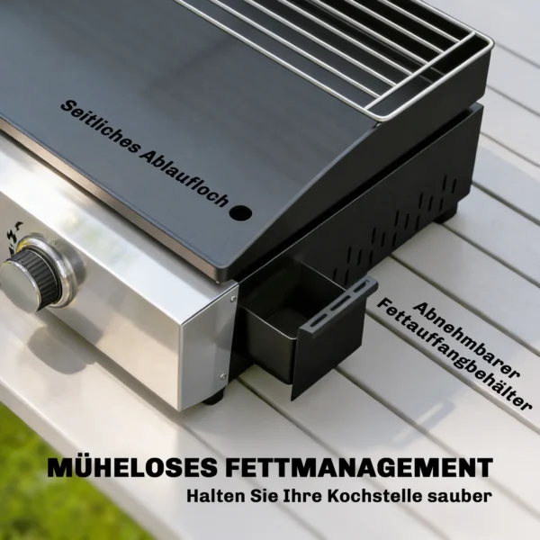 Gasgrill 7,5 KW Draagbare Tafelgrill Met 3 Branders Keramische Lakcoating Grillrooster Warmhoudrooster