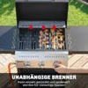 Gasgrill 9 KW 3 Branders BBQ Grillwagen Roestvrij Staal Incl. Inklapbare Zijtafel Kruidenhouder Onderplank 6 Haken