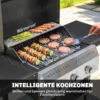 Gasgrill 9 KW 3 Branders BBQ Grillwagen Roestvrij Staal Incl. Inklapbare Zijtafel Kruidenhouder Onderplank 6 Haken